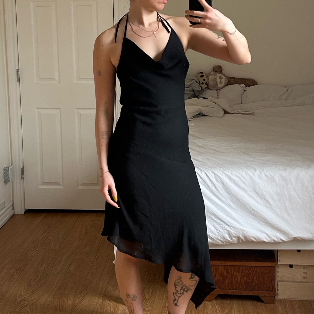 Black Dress Asymmetrical Hem